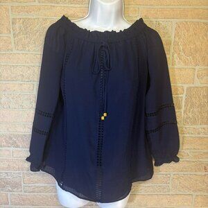 Michael Kors‎ Long Sleeve Blouse Size Small Navy Blue
